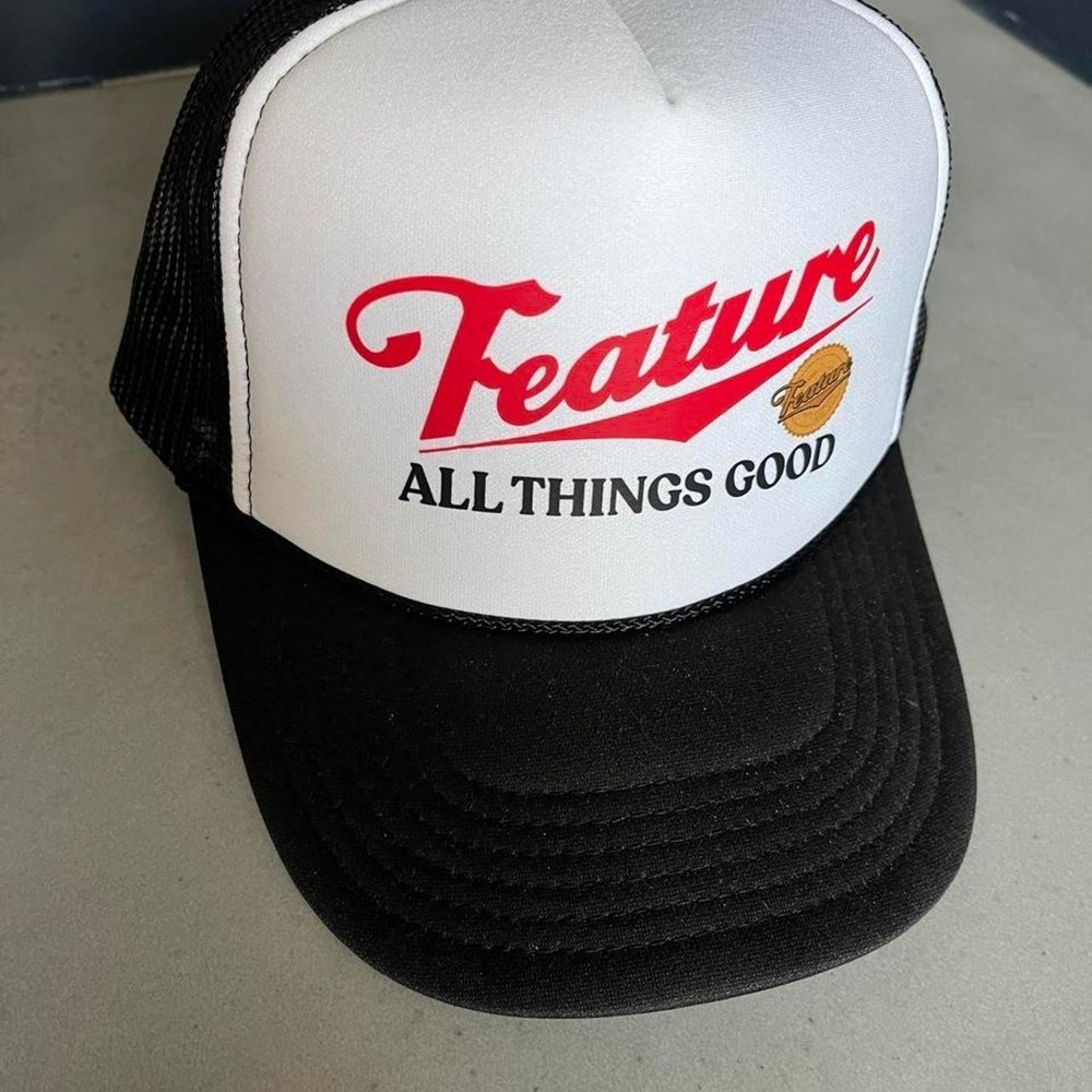 Feature All Things Good Trucker Cap Streetwear Snapback Black White Red - Picture 1 of 5